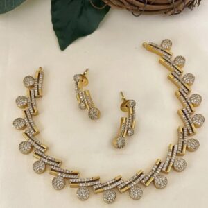 Elegant zigzag stone neckset