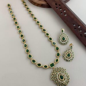 Jothika inspired green stone haram set