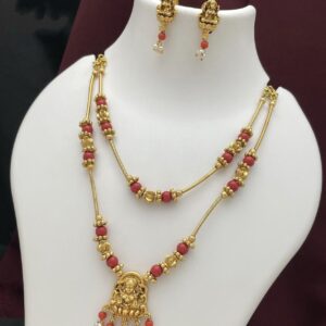 Matte gold pavalam two layer chain set