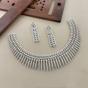 Elegant Sliver cz stone neckset