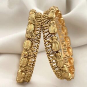 Matte gold finishing elephant design bangles