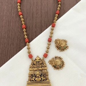 Matte gold finishing pavalam beats neckset