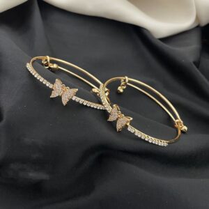 Microplated diamond cut stone butterfly bracelet