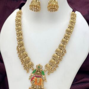 Traditional premium real gold finishing elephant haram set