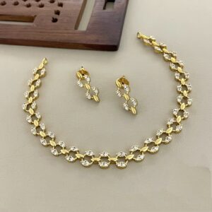 Premium gold diamond cut neckset