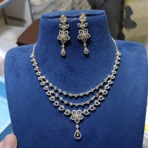 Premium real diamond look neckset