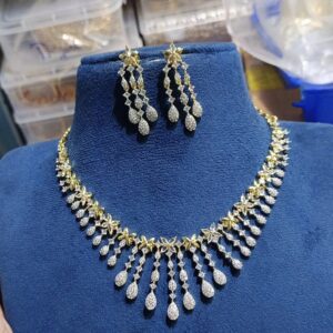Premium quality real diamond look neckset
